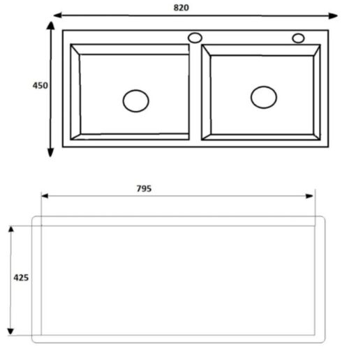 Kích thước chậu rửa bát Eurosun HANDMADE SKYLAND EU-8245C