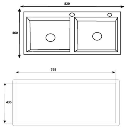 Kích thước chậu rửa bát Eurosun HANDMADE SKYLAND EU-8246HS