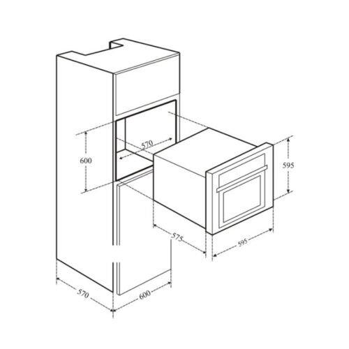 Kích thước lò nướng âm tủ Eurosun EOV65DE