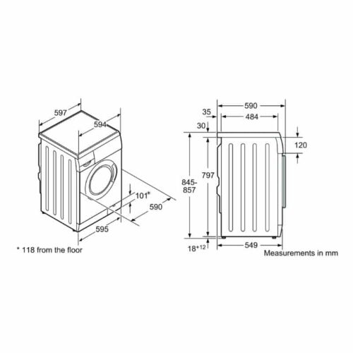 Máy giặt Bosch WAE18161SG 3 Kích thước máy giặt Bosch WAE18161SG