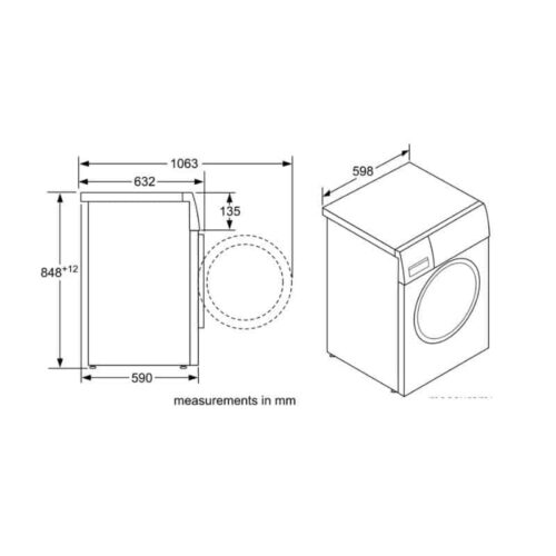 Máy giặt quần áo cửa trước Bosch WAW32640EU 4 Kích thước máy giặt quần áo cửa trước Bosch WAW32640EU