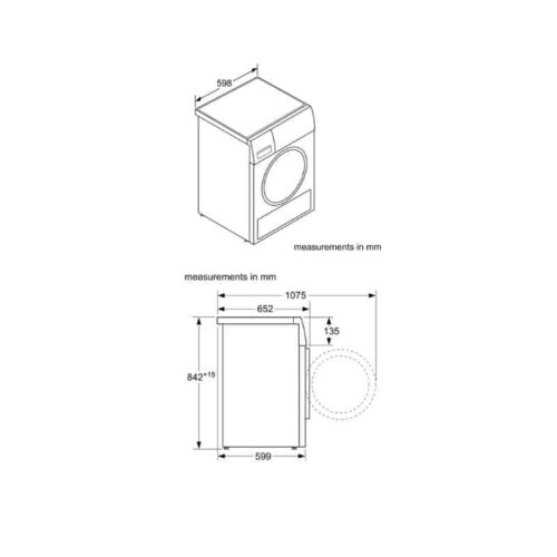 Kích thước máy giặt sấy quần áo Bosch WTN84201MY
