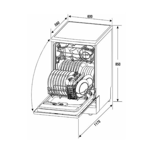 Kích thước máy rửa bát Malloca WQP12-9242A