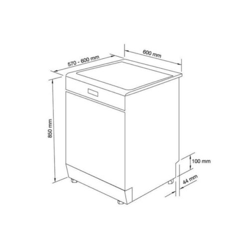 Kích thước máy rửa bát Malloca WQP12-J7225