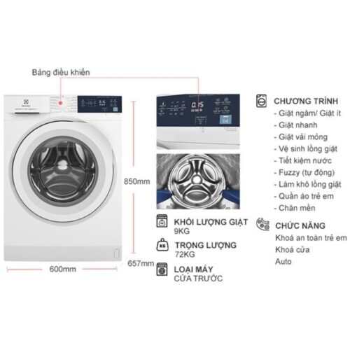 Máy Giặt Electrolux EWF9024D3WB 3 Kích Thước Máy Giặt Electrolux EWF9024D3WB