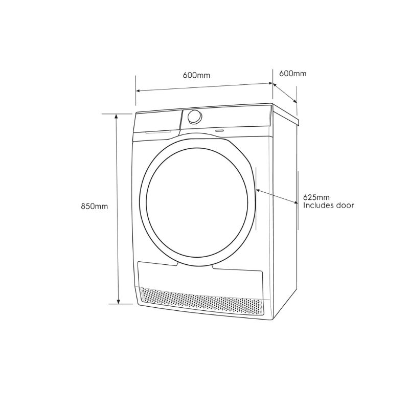 Kích thước máy sấy thông hơi Electrolux EDV754H3WB Kích thước máy sấy thông hơi Electrolux EDV754H3WB