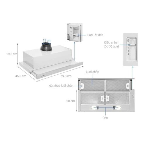 Kích thước máy hút mùi Hafele HH-S60A 533.89.041
