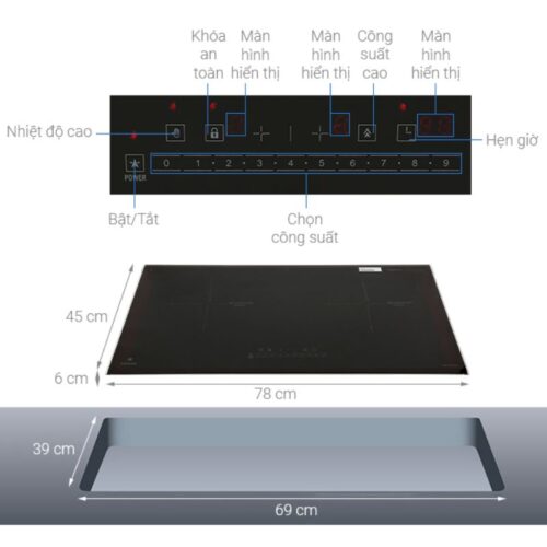 Kích thước bếp từ đôi Pramie PRMY-IPP6588 lắp âm